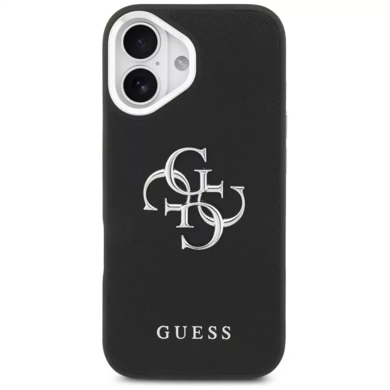 Guess Grained Big 4G Classic Logo Cover per iPhone 17, nero