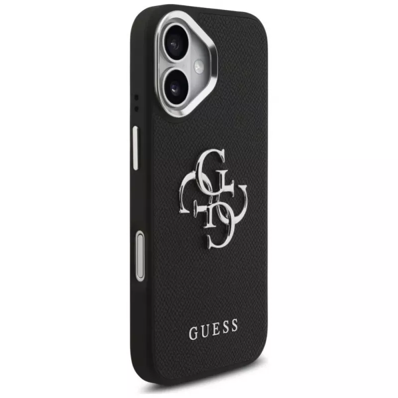 Guess Grained Big 4G Classic Logo Cover per iPhone 17, nero