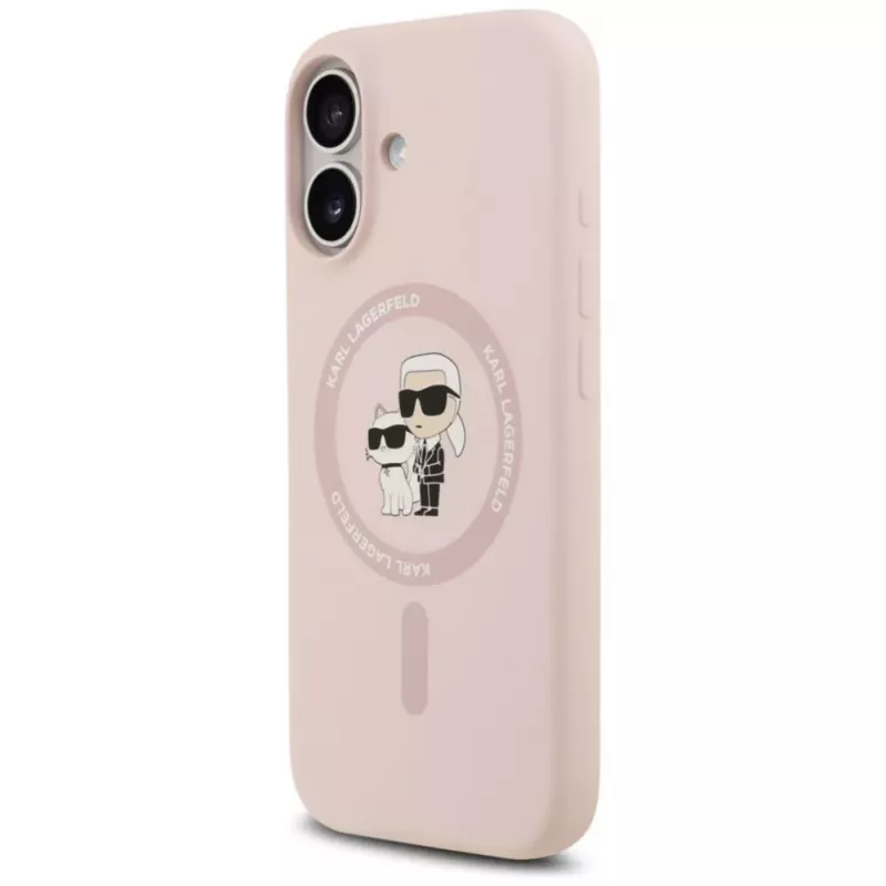 Custodia in silicone KARL LAGERFELD Karl&Choupette Ring MagSafe per iPhone 17 rosa