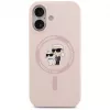 Custodia in silicone KARL LAGERFELD Karl&Choupette Ring MagSafe per iPhone 17 rosa
