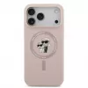 Custodia in silicone KARL LAGERFELD Karl & Choupette Ring MagSafe per Apple iPhone 17 Pro Max, rosa