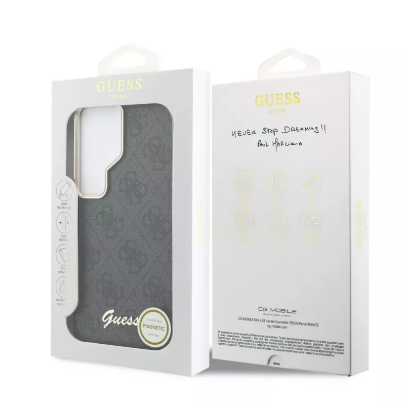 Guess 4G Script Custodia MagSafe per Samsung Galaxy S26 Ultra (Nero)
