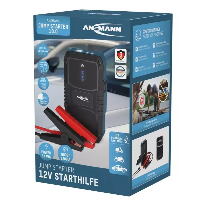 ANSMANN Jump Starter 10.0 Power Bank torcia 37Wh 12V