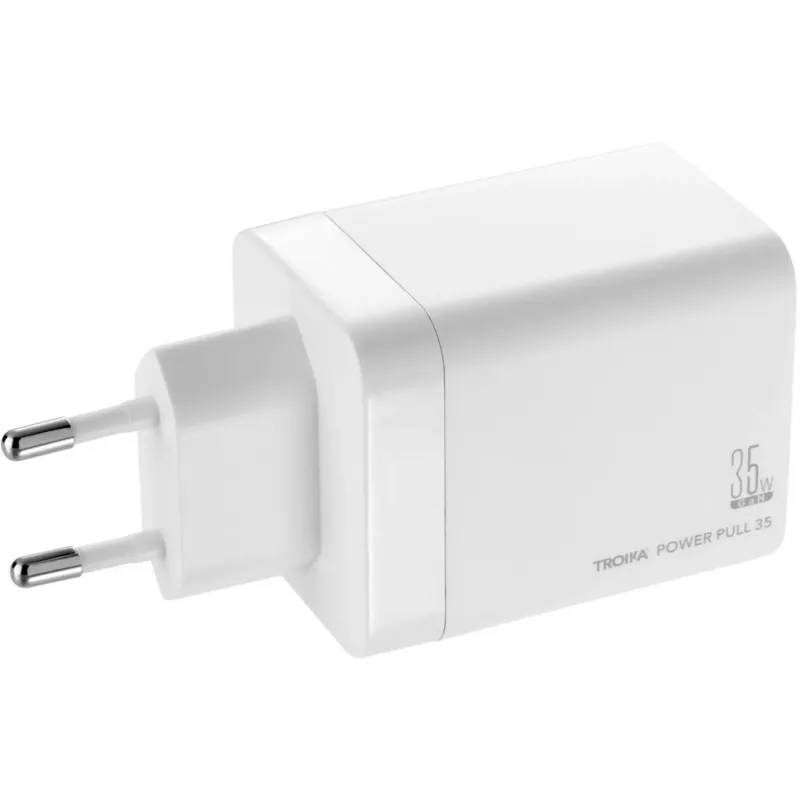 TROIKA POWER PULL 35 Caricabatterie da auto 35W USB-C PD e USB-A QC 3.0 bianco (CHA35/WH)