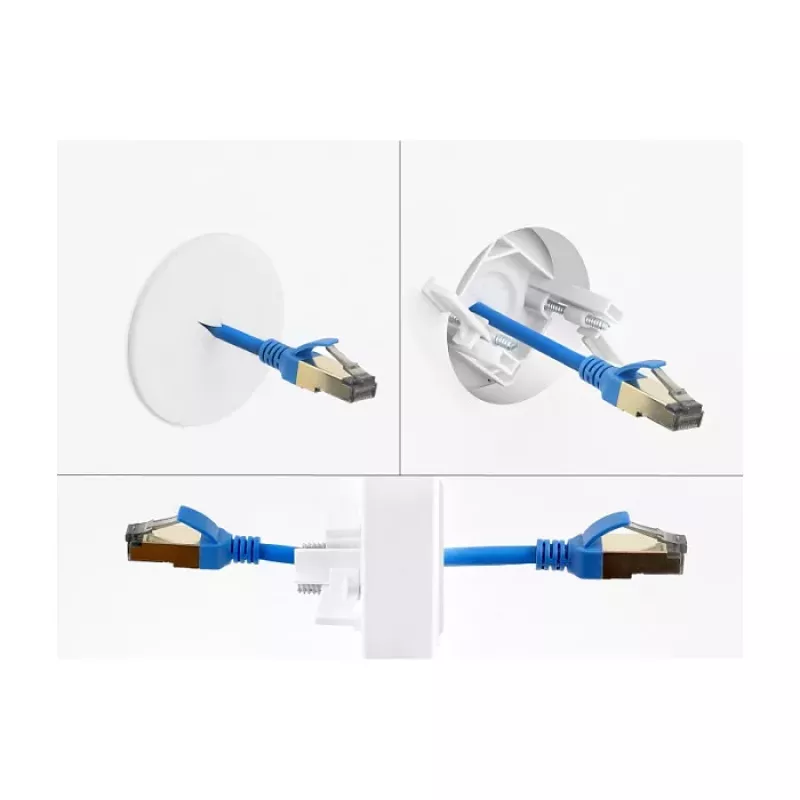 Delock passacavo in silicone rotondo Ø 65 mm per montaggio a parete / tavolo bianco
