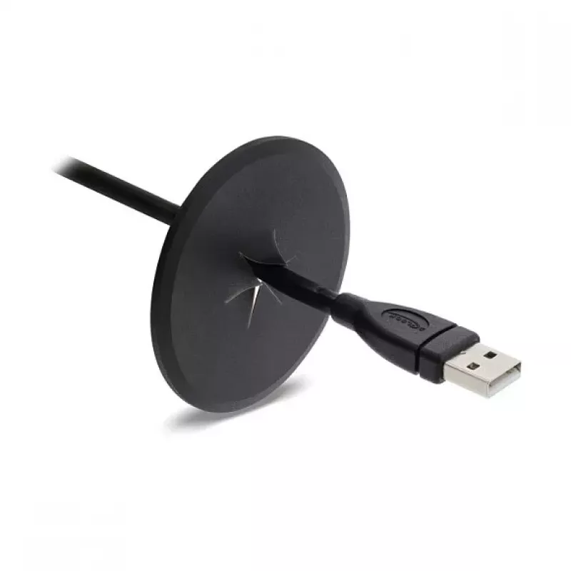 Passacavo in silicone Delock rotondo Ø 65 mm per montaggio a parete / da tavolo bianco / nero