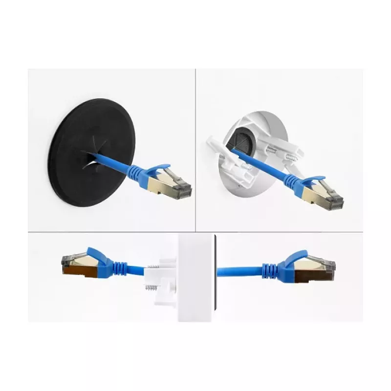 Passacavo in silicone Delock rotondo Ø 65 mm per montaggio a parete / da tavolo bianco / nero
