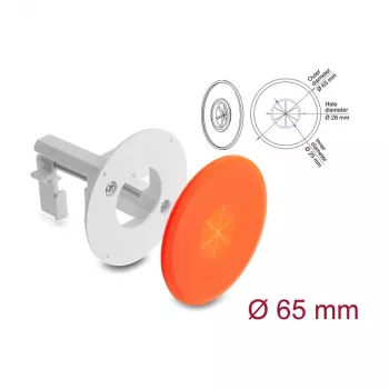 Passacavo in silicone Delock rotondo Ø 65 mm per montaggio a parete / da tavolo bianco / arancione