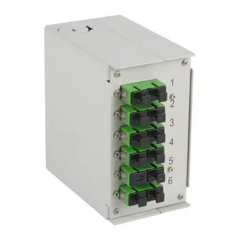 EFB scatola per guida DIN OS2 G652D 12xSC/APC pigtail sfalsati 6x accoppiatori SC/APC duplex