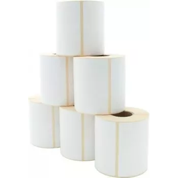 ARTDEV rotolo etichette termiche dirette 101,6 x 101,6 mm, diametro esterno 110 mm, anima 40 mm, 480 etichette per rotolo, bianco, adesivo permanente