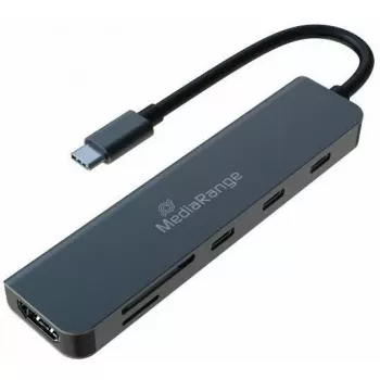 MEDIARANGE adattatore hub multiporta USB-C 6-in-1 argento (MRCS519)