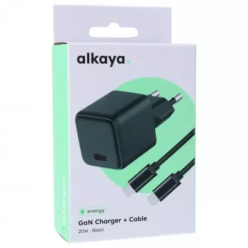 ALKAYA NEXUS Speed Flex set caricabatterie tecnologia GaN 20W nero