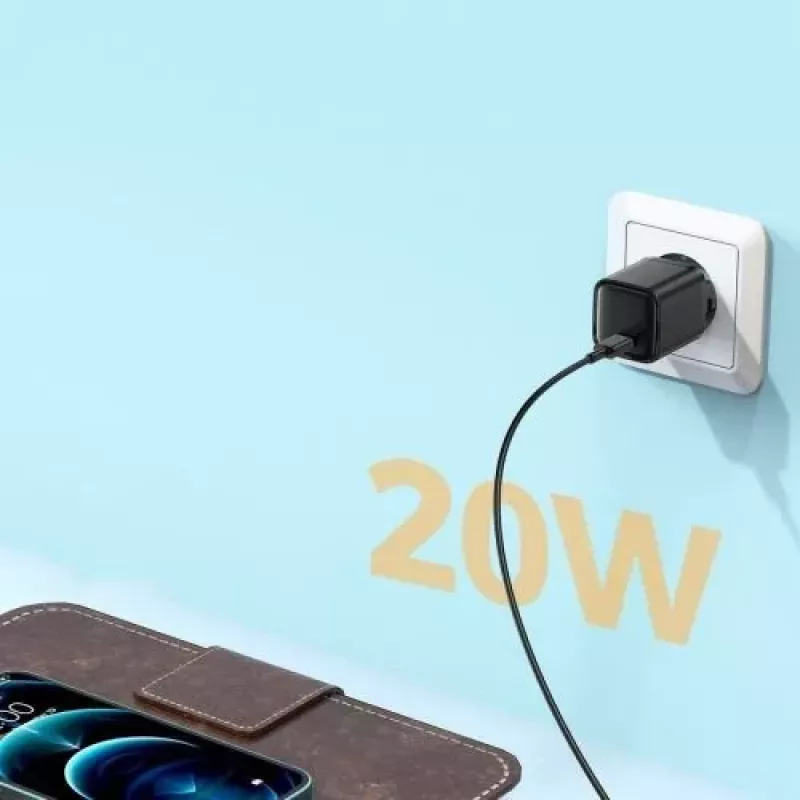 JOYROOM caricabatterie da parete rapido USB-C 20W Power Delivery Quick Charge 3.0 AFC nero (L-P202)