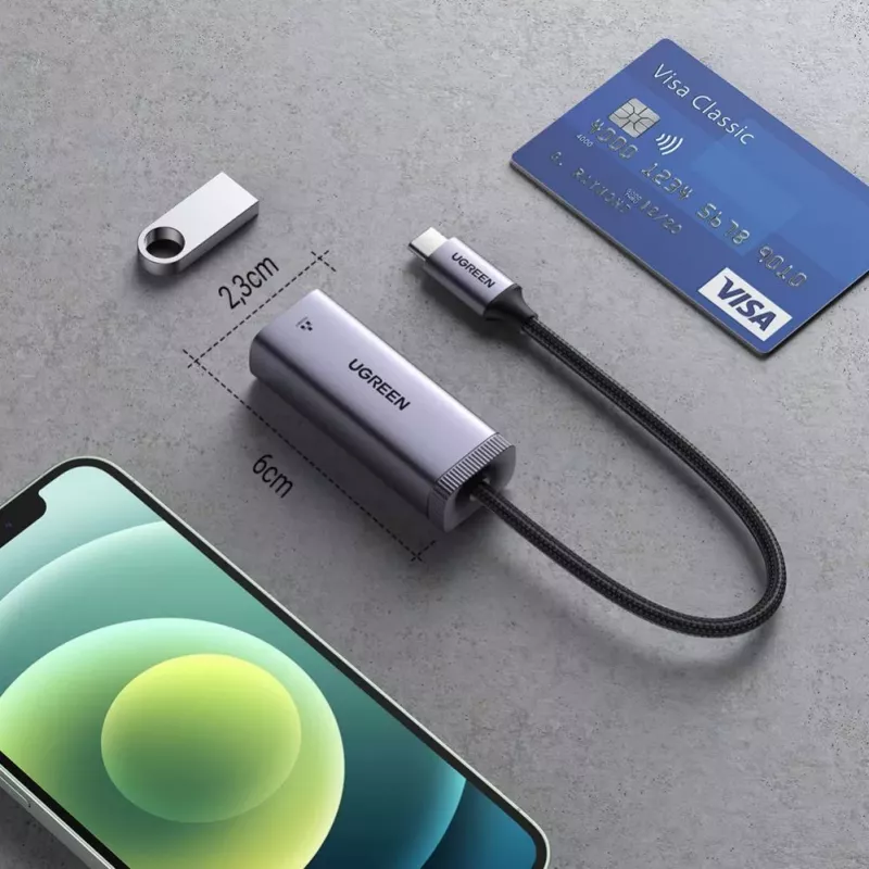 UGREEN adattatore USB-C a RJ45 Gigabit Ethernet (grigio) - 40322 CM483