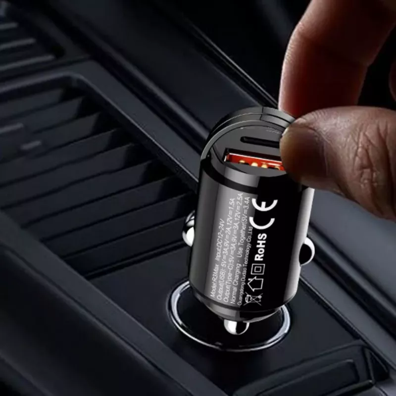 Dudao R3MAX 48W QC PD Mini Caricabatterie da auto - Nero
