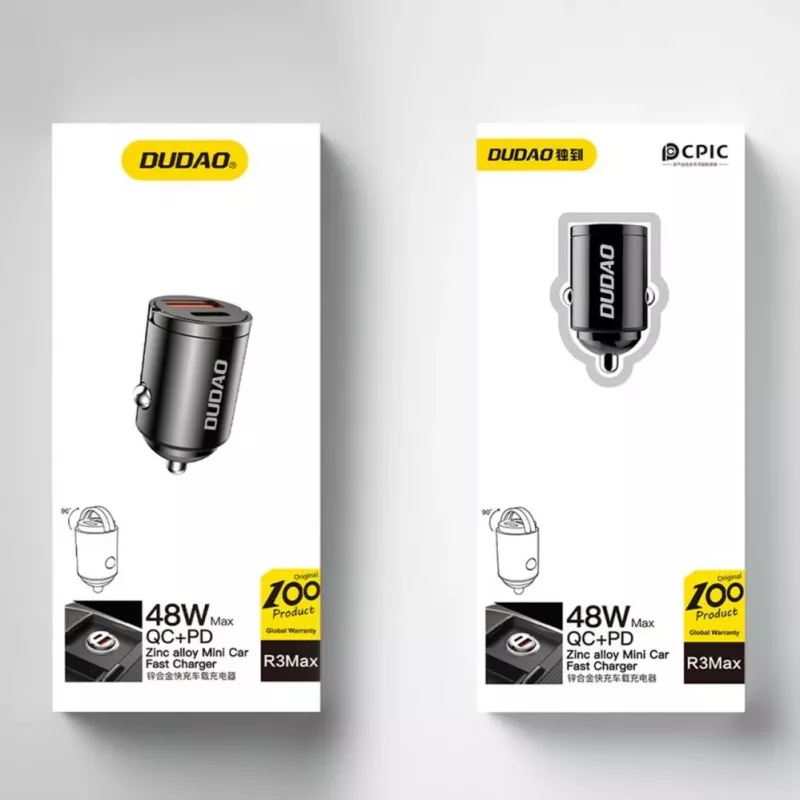 Dudao R3MAX 48W QC PD Mini Caricabatterie da auto - Nero