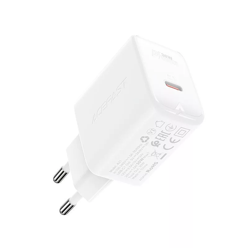 ACEFAST Caricabatterie GaN USB-C 30W PD QC 3.0 AFC FCP Bianco (A21)