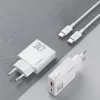 Dudao A30EU GaN 30W caricabatterie da parete USB-C USB-A con cavo USB-C a USB-C 1m bianco