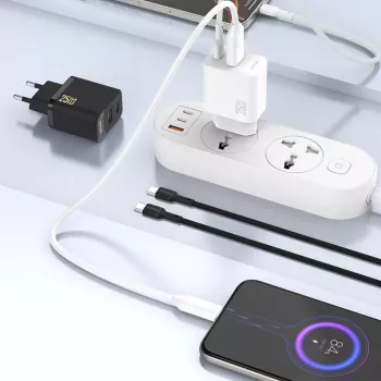 Dudao A26T GaN 25W caricabatterie USB-A, USB-C - nero