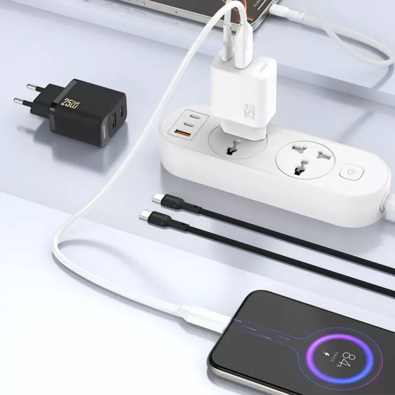 Dudao A26T GaN 25W caricabatterie USB-A, USB-C - nero