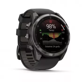 Garmin fenix 8 Pro 51 mm MicroLED Sapphire Carbon Grey DLC Titanium con cinturino in silicone nero/pebblegrey