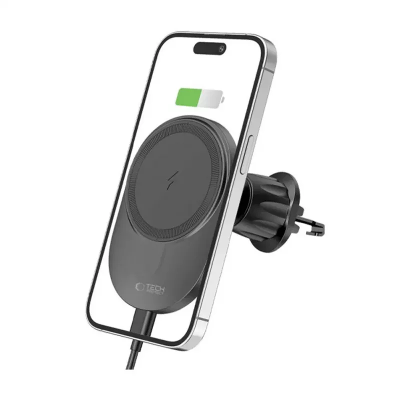 TECH-PROTECT MM15W-V1 supporto magnetico MagSafe per auto da bocchetta d'aria con caricabatterie wireless 15W nero