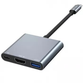 Tech-Protect V1 hub adattatore USB-C 3in1 - USB-A 3.0, USB-C PD 100W, HDMI 4K 30Hz - grigio
