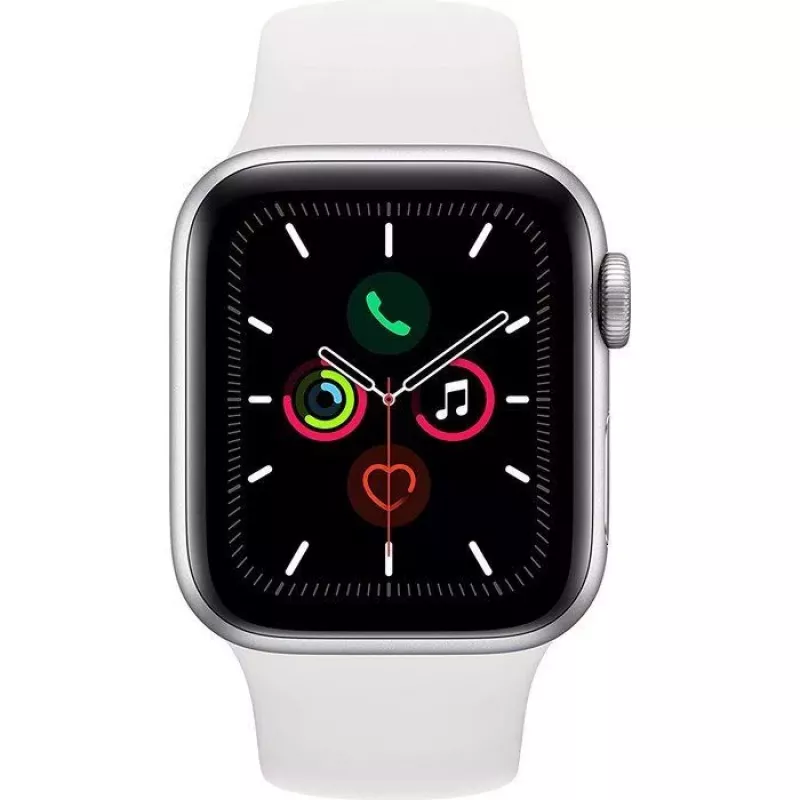 Apple Watch Series 5 GPS argento 44mm custodia in alluminio cinturino sport bianco