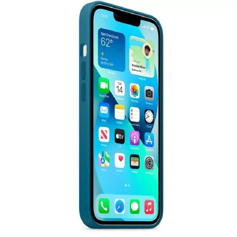 Apple iPhone 13 custodia in silicone con MagSafe Blauhäher