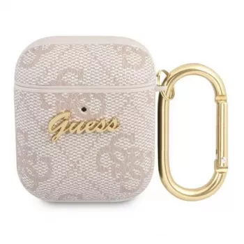 Guess Apple AirPods 1/2 custodia 4G Script Metal Collection rosa