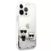 Karl Lagerfeld Apple iPhone 13 Pro custodia Liquid Glitter Choupette argento
