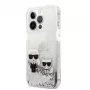 Karl Lagerfeld Apple iPhone 13 Pro custodia Liquid Glitter Choupette argento