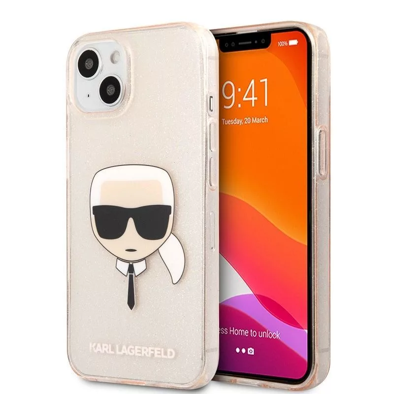Karl Lagerfeld Apple iPhone 13 TPU Full Glitter Head Case oro