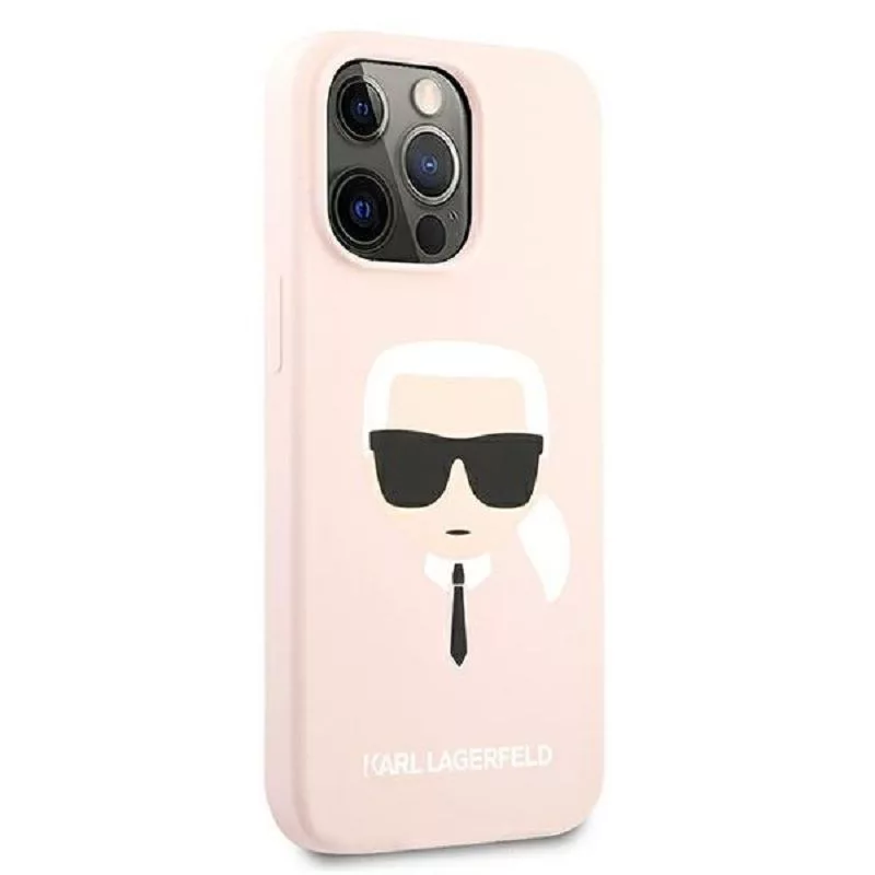 Karl Lagerfeld Apple iPhone 13 Pro custodia Liquid Silicone Karl Head rosa