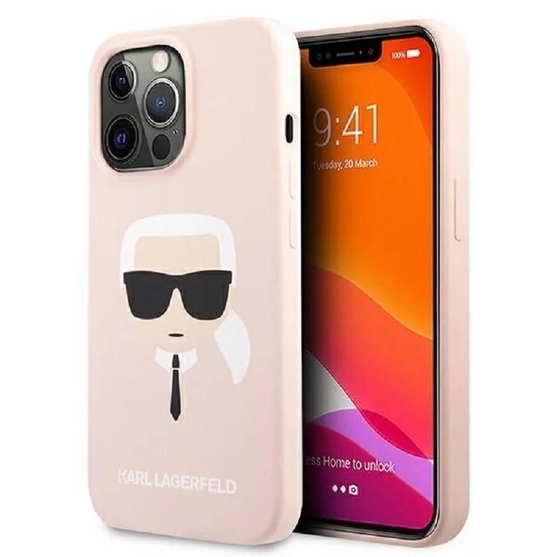 Karl Lagerfeld Apple iPhone 13 Pro custodia Liquid Silicone Karl Head rosa