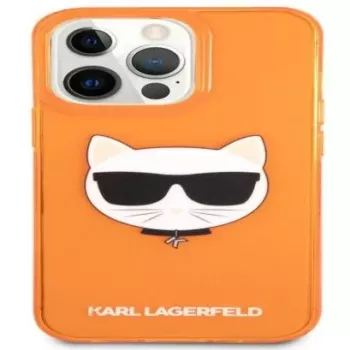 Karl Lagerfeld Apple iPhone 13 Pro custodia Fluo TPU Choupette Head arancione