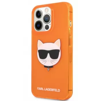 Karl Lagerfeld Apple iPhone 13 Pro custodia Fluo TPU Choupette Head arancione