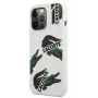 Lacoste Apple iPhone 13 Pro custodia in silicone liquido Allover Pattern bianca