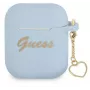 Guess AirPods 1/2 cover in silicone Charm Heart Collection blu