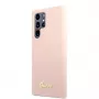 Guess Samsung Galaxy S22 Ultra custodia in silicone Metal Logo rosa
