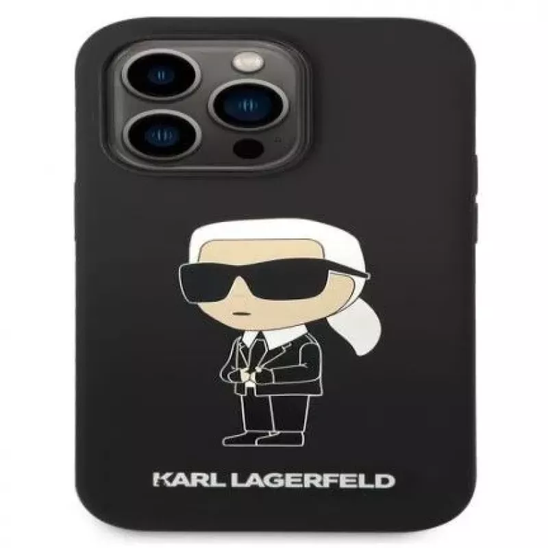 Karl Lagerfeld Apple iPhone 14 Pro Max Custodia in silicone liquido Ikonik NFT nera