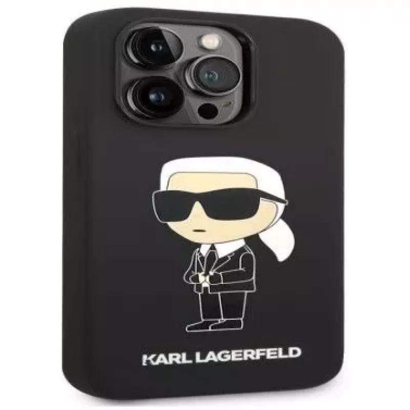 Karl Lagerfeld Apple iPhone 14 Pro Max Custodia in silicone liquido Ikonik NFT nera