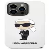 Karl Lagerfeld Apple iPhone 14 Pro Custodia in silicone liquido Ikonik NFT bianca