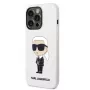 Karl Lagerfeld Apple iPhone 14 Pro Custodia in silicone liquido Ikonik NFT bianca