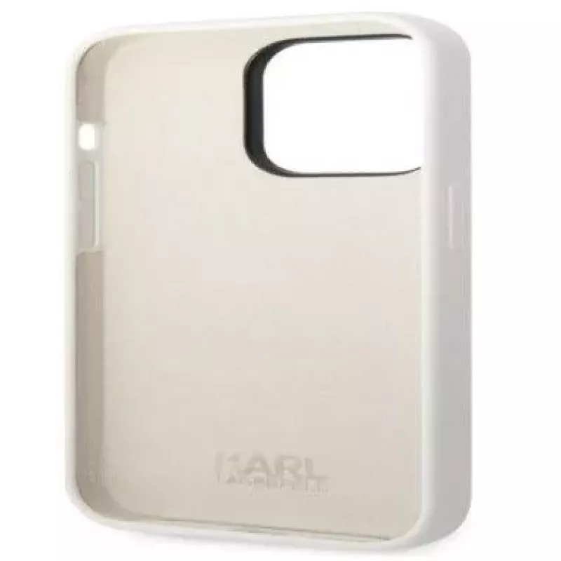 Karl Lagerfeld Apple iPhone 14 Pro Custodia in silicone liquido Choupette NFT bianca