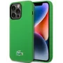 Lacoste Custodia posteriore in silicone liquido e microfibra per Apple iPhone 15 6.1 Croc Logo MagSafe verde