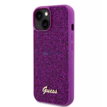 Guess Custodia per Apple iPhone 15 Sequin Script Logo Magenta
