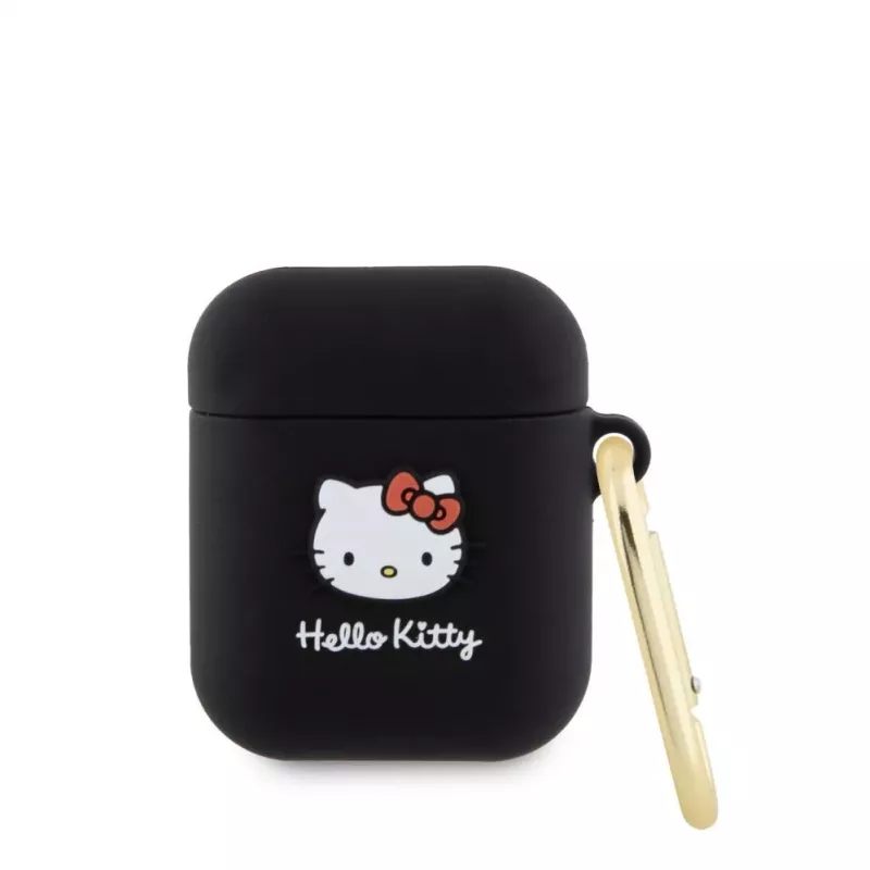 Hello Kitty Custodia in silicone liquido 3D Kitty Head Logo per AirPods 1/2 nero