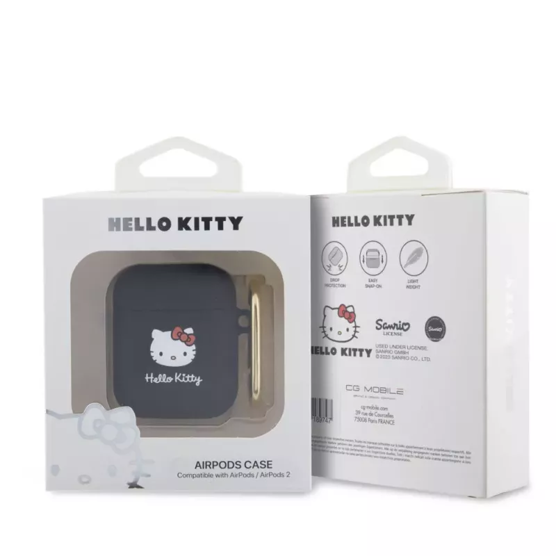 Hello Kitty Custodia in silicone liquido 3D Kitty Head Logo per AirPods 1/2 nero