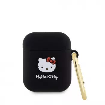 Hello Kitty Custodia in silicone liquido 3D Kitty Head Logo per AirPods 1/2 nero